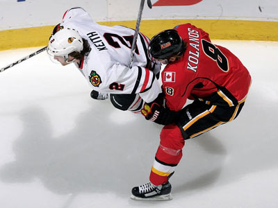 Blackhawks down, Flames skate to 3-1 home victory