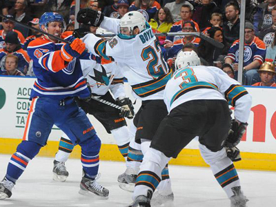 Sharks crash Oilers party with six goal first period