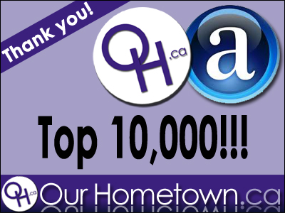 OurHometown.ca now ranked among the top 10,000 sites in Canada!